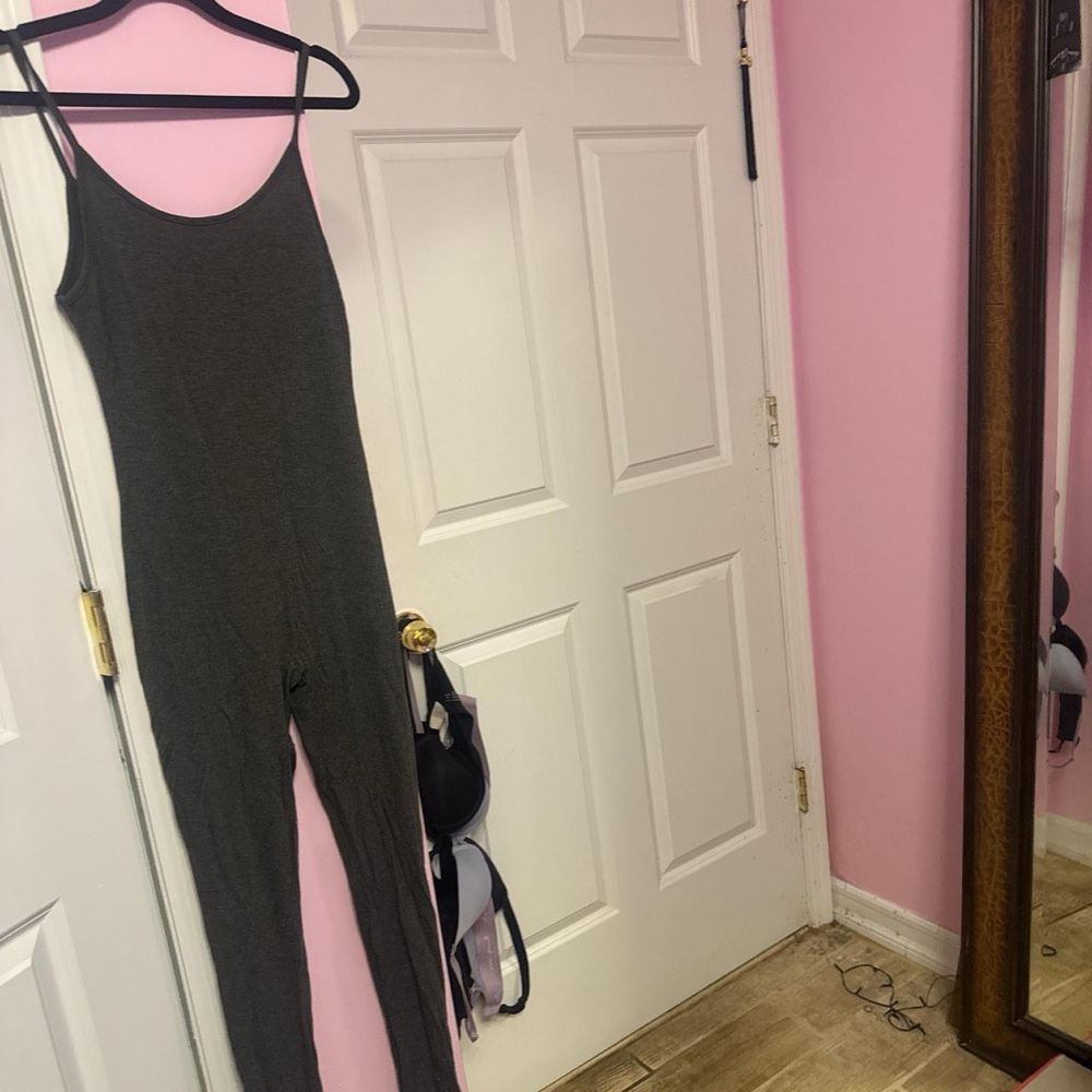 Fashion Nova Charcoal Ribbed Sleeveless Jumpsuit
